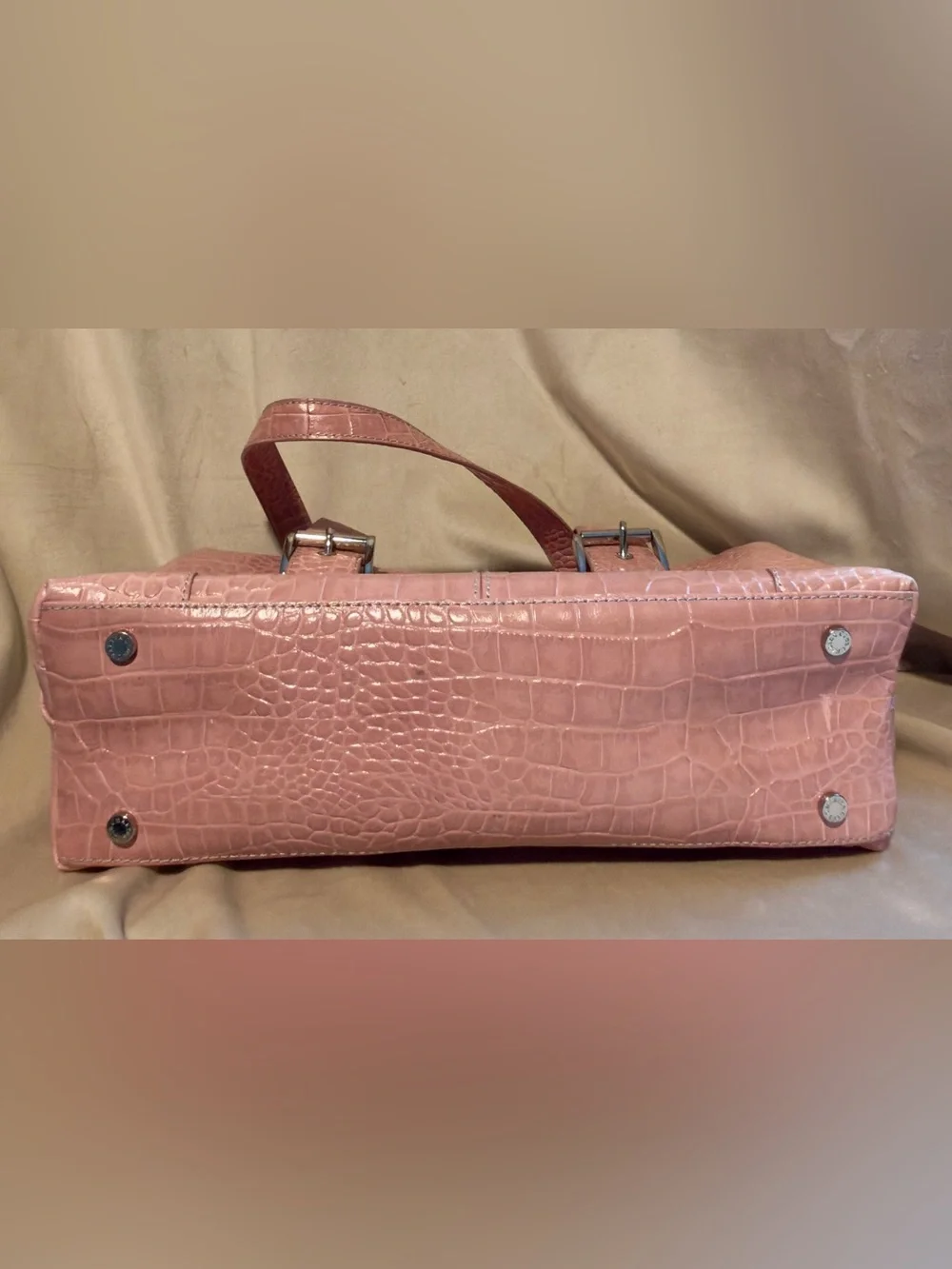 Charter Club Pink Croc-Embossed Leather Tote